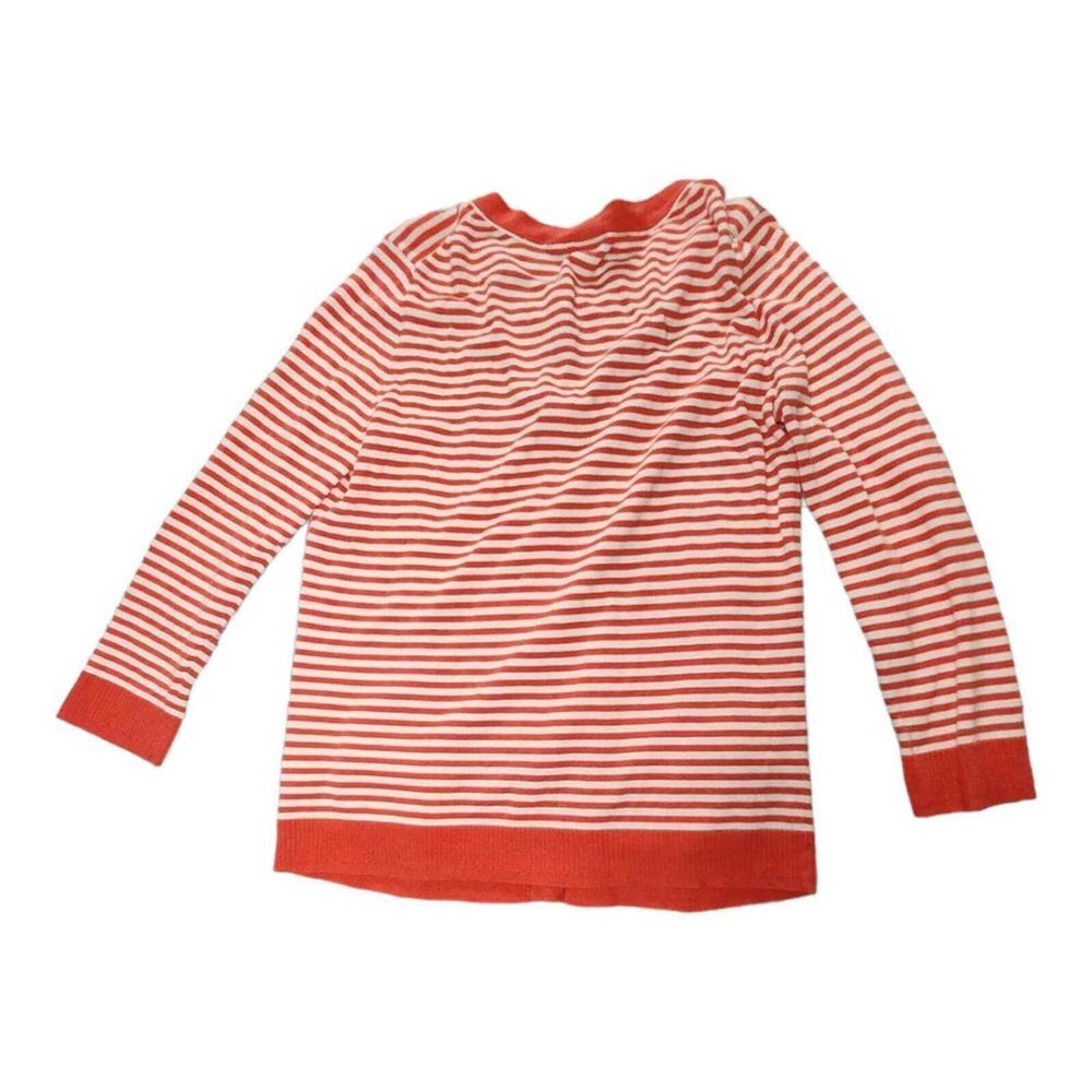 EUC Talbots Orange Off White Stripes Cardigan Sz Small Preppy Pockets Buttons - Picture 2 of 8